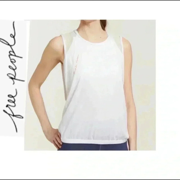 🆕Free People White Mesh Activists Tank L🆕 - Picture 1 of 12